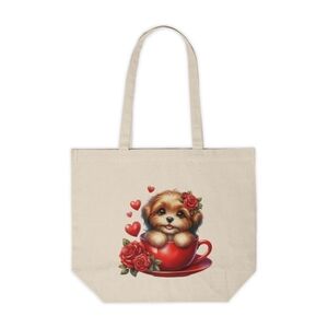 Cute Pup in a Teacup Custom Tote Bag